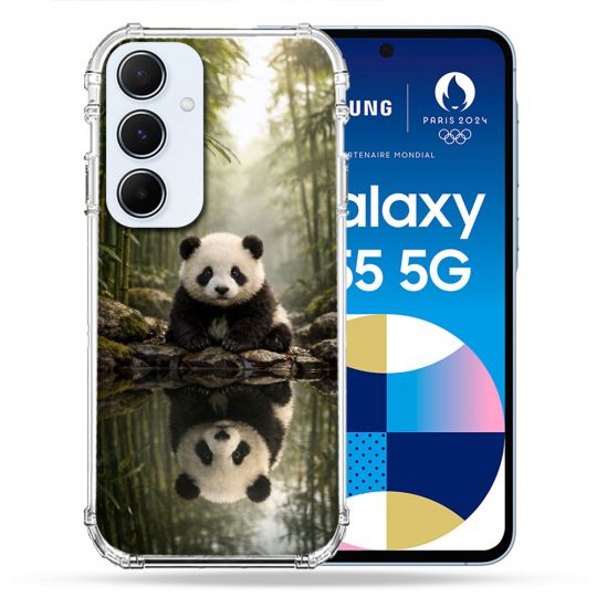Coque Renforcée Pour Samsung Galaxy A55 5G Animal Panda Reflet