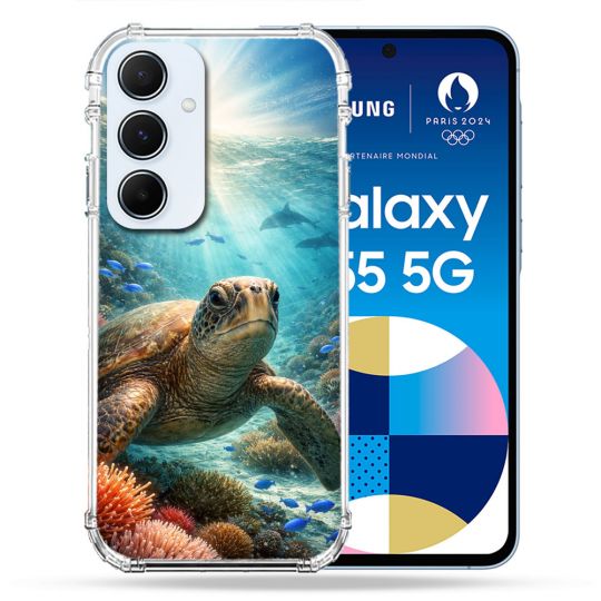 Coque Renforcée Pour Samsung Galaxy A55 5G Animal Tortue Marine
