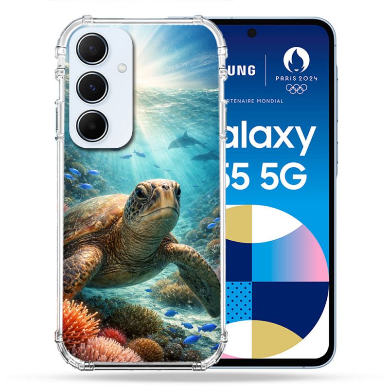 Coque Renforcée Pour Samsung Galaxy A55 5G Animal Tortue Marine