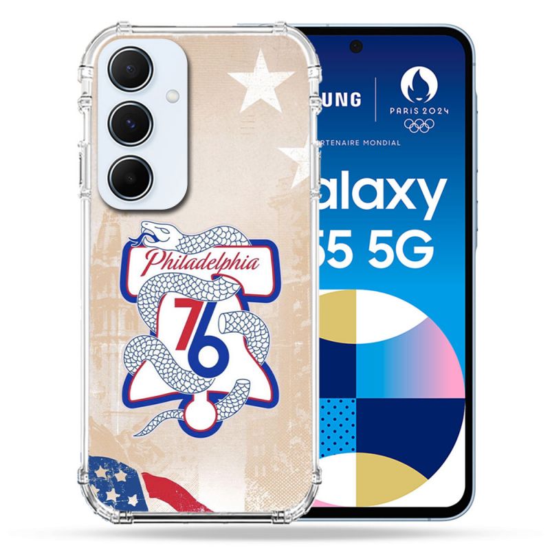 Coque Renforcée Pour Samsung Galaxy A55 5G Basket Philadelphia 76ers
