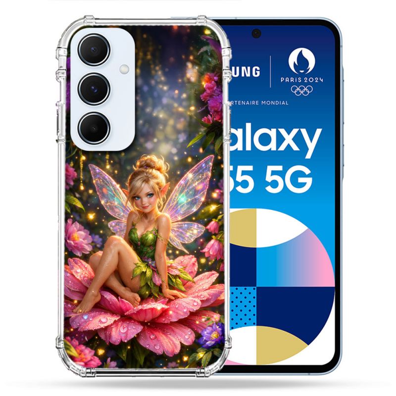 Coque Renforcée Pour Samsung Galaxy A55 5G Fantastique Fee Fleur