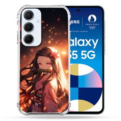 Coque Renforcée Pour Samsung Galaxy A55 5G Manga Demon Slayer Nezuko Rose