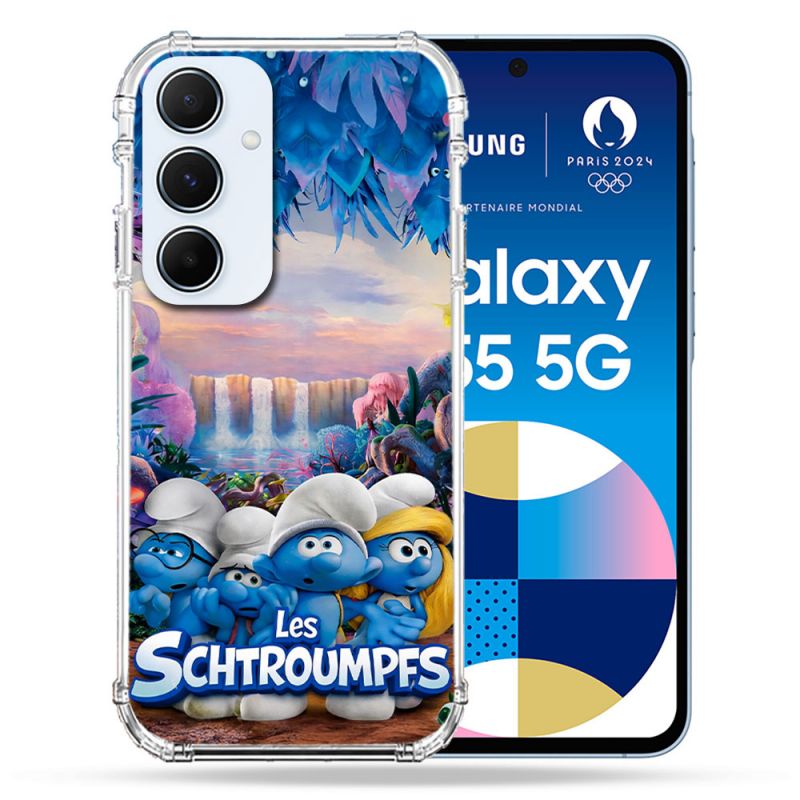 Coque Renforcée Pour Samsung Galaxy A55 5G Schtroumpfs Forêt