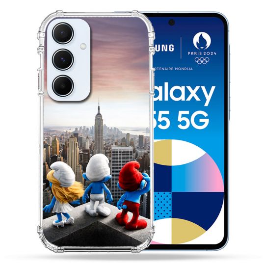 Coque Renforcée Pour Samsung Galaxy A55 5G Schtroumpfs New York