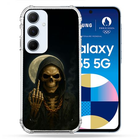 Coque Renforcée Pour Samsung Galaxy A55 5G Tete de Mort Doigt 2026