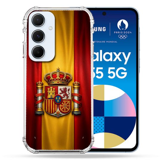 Coque Renforcée Pour Samsung Galaxy A55 5G Voyage Drapeau Espagne