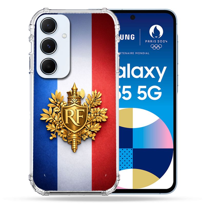 Coque Renforcée Pour Samsung Galaxy A55 5G Voyage Drapeau France