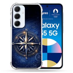 Coque Renforcée Pour Samsung Galaxy A55 5G Voyage Rose des Vents Marine