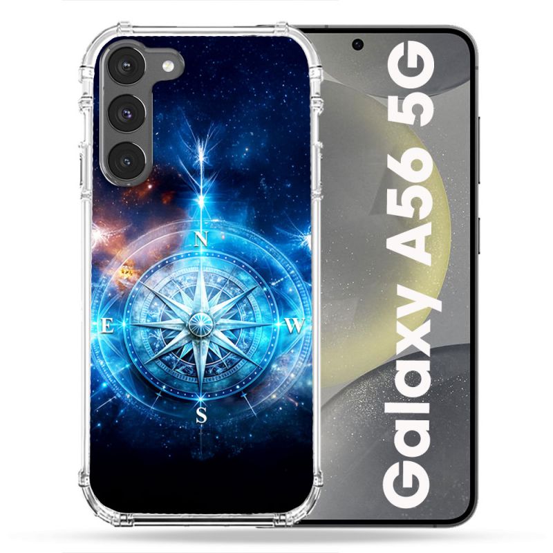 Coque Renforcée Pour Samsung Galaxy A56 5G Voyage Rose des Vents Stellaire