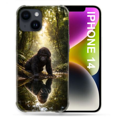Coque Renforcée Pour Iphone 14 Animal Gorille Reflet