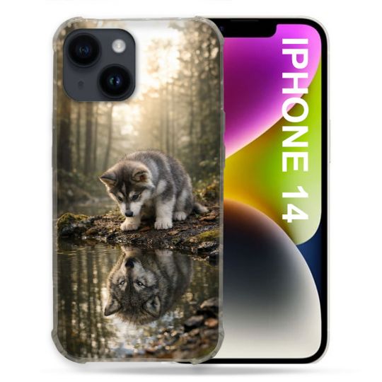Coque Renforcée Pour Iphone 14 Animal Loup Reflet