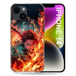 Coque Renforcée Pour Iphone 14 Manga Demon Slayer Tanjiro Feu