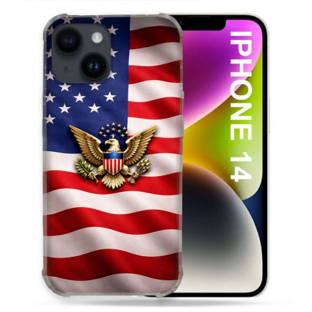 Coque Renforcée Pour Iphone 14 Voyage Drapeau USA Etats Unis