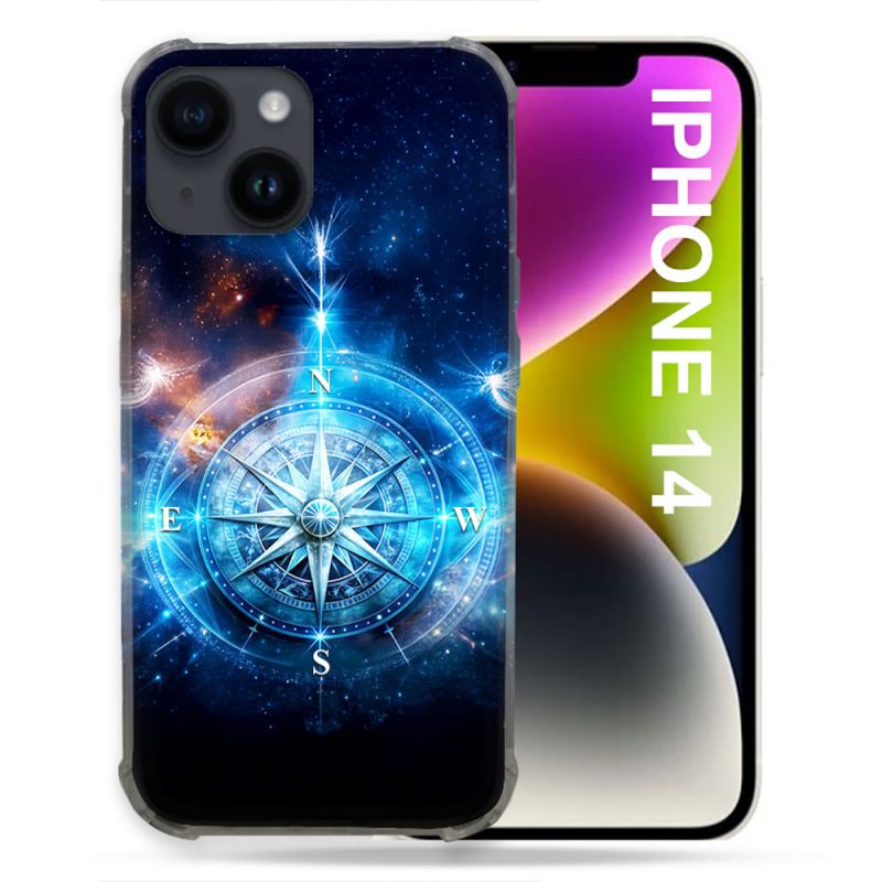Coque Renforcée Pour Iphone 14 Voyage Rose des Vents Stellaire