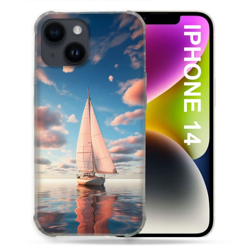 Coque Renforcée Pour Iphone 14 Voyage Voilier Reflet