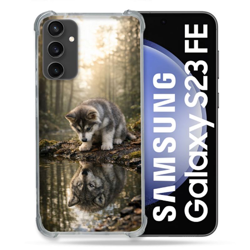 Coque Renforcée Pour Samsung Galaxy S23 FE Animal Loup Reflet