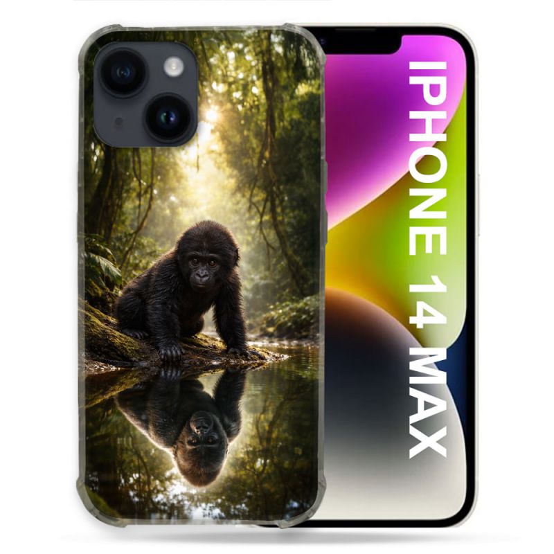 Coque Renforcée Pour Iphone 14 Plus Animal Gorille Reflet