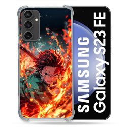 Coque Renforcée Pour Samsung Galaxy S23 FE Manga Demon Slayer Tanjiro Feu