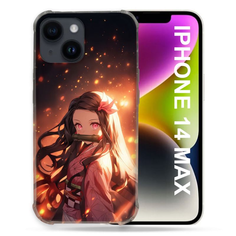 Coque Renforcée Pour Iphone 14 Plus Manga Demon Slayer Nezuko Rose