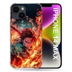 Coque Renforcée Pour Iphone 14 Plus Manga Demon Slayer Tanjiro Feu
