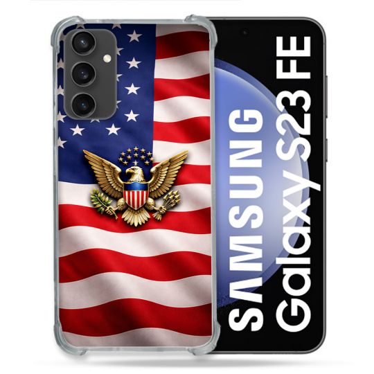 Coque Renforcée Pour Samsung Galaxy S23 FE Voyage Drapeau USA Etats Unis