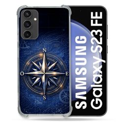 Coque Renforcée Pour Samsung Galaxy S23 FE Voyage Rose des Vents Marine