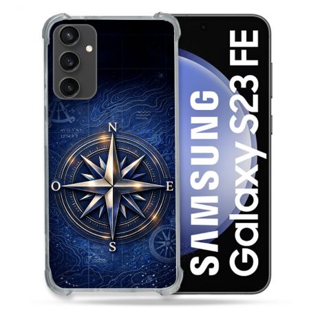 Coque Renforcée Pour Samsung Galaxy S23 FE Voyage Rose des Vents Marine