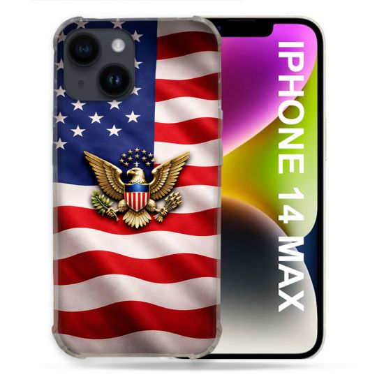 Coque Renforcée Pour Iphone 14 Plus Voyage Drapeau USA Etats Unis