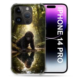 Coque Renforcée Pour Iphone 14 Pro Animal Gorille Reflet