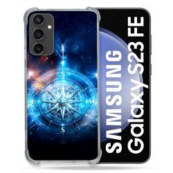 Coque Renforcée Pour Samsung Galaxy S23 FE Voyage Rose des Vents Stellaire