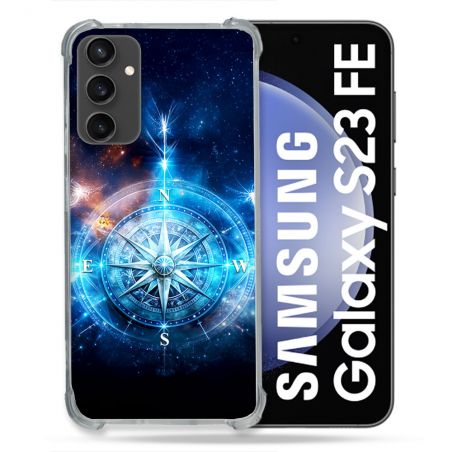 Coque Renforcée Pour Samsung Galaxy S23 FE Voyage Rose des Vents Stellaire