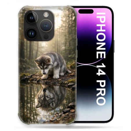 Coque Renforcée Pour Iphone 14 Pro Animal Loup Reflet