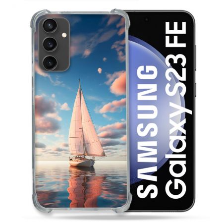 Coque Renforcée Pour Samsung Galaxy S23 FE Voyage Voilier Reflet