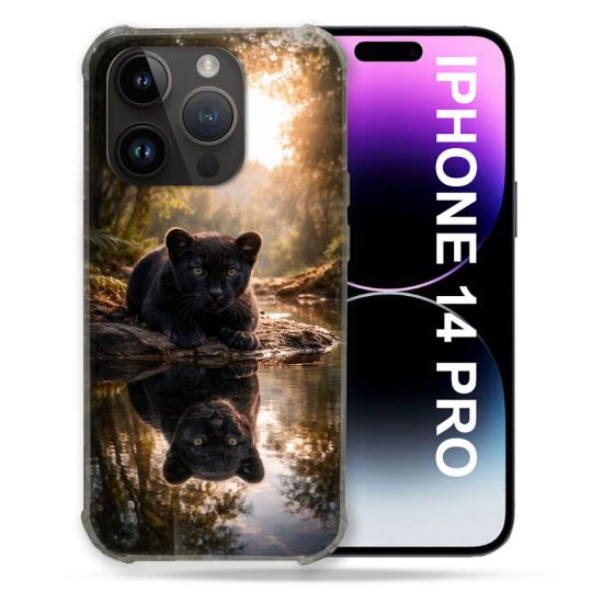 Coque Renforcée Pour Iphone 14 Pro Animal Panthère Reflet