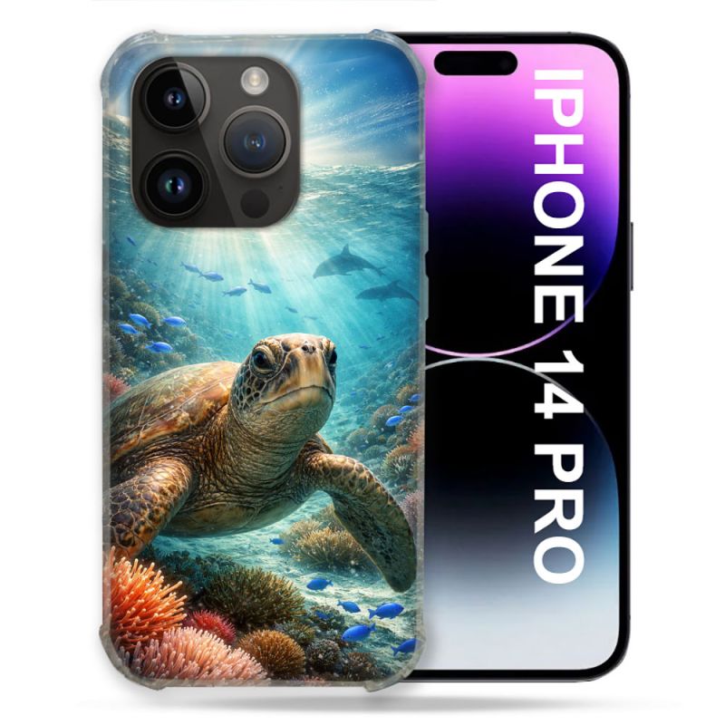 Coque Renforcée Pour Iphone 14 Pro Animal Tortue Marine