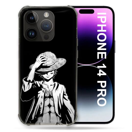 Coque Renforcée Pour Iphone 14 Pro Manga One Piece Luffy Noir
