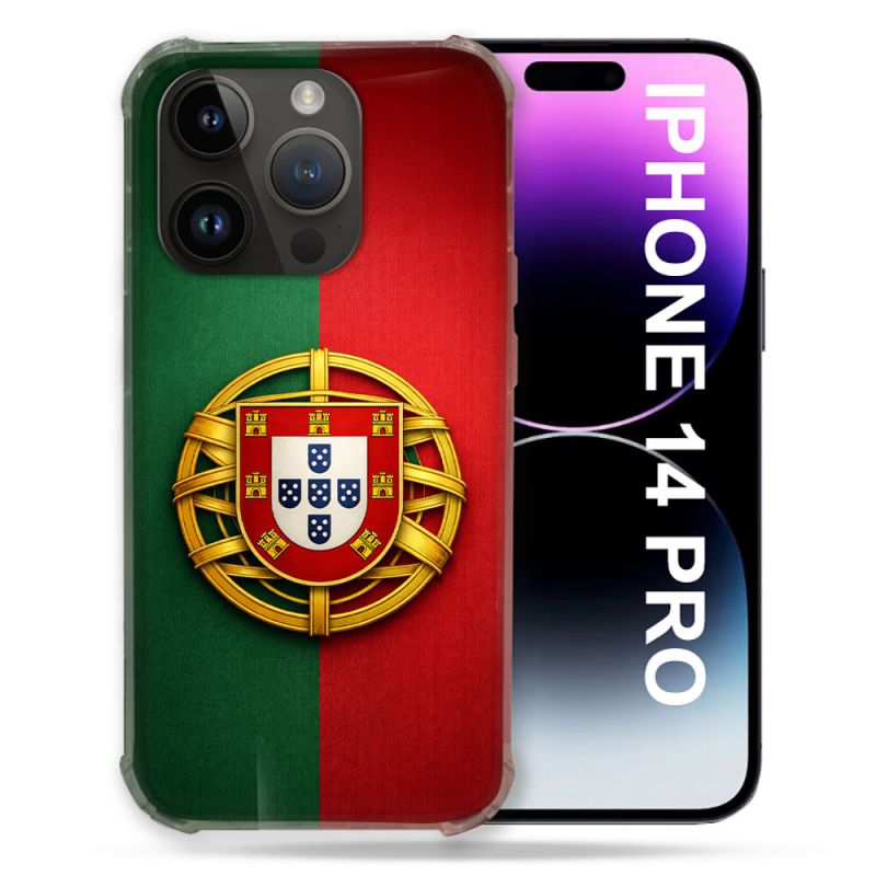 Coque Renforcée Pour Iphone 14 Pro Voyage Drapeau Portugal