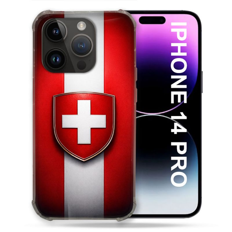 Coque Renforcée Pour Iphone 14 Pro Voyage Drapeau Suisse