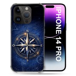 Coque Renforcée Pour Iphone 14 Pro Voyage Rose des Vents Marine