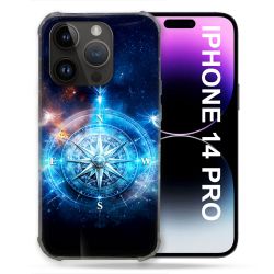 Coque Renforcée Pour Iphone 14 Pro Voyage Rose des Vents Stellaire