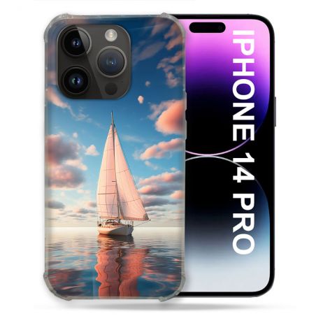Coque Renforcée Pour Iphone 14 Pro Voyage Voilier Reflet