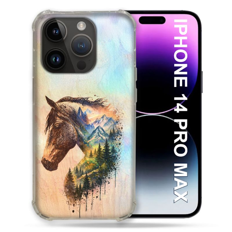 Coque Renforcée Pour Iphone 14 Pro Plus Animal Cheval Montagne