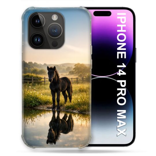 Coque Renforcée Pour Iphone 14 Pro Plus Animal Cheval Reflet