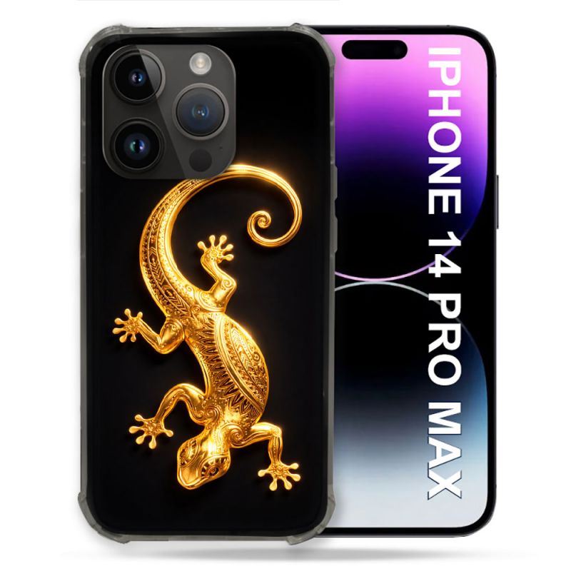 Coque Renforcée Pour Iphone 14 Pro Plus Animal Lezard Noir 2026