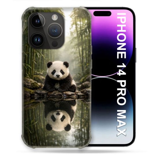 Coque Renforcée Pour Iphone 14 Pro Plus Animal Panda Reflet