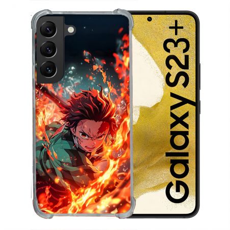 Coque Renforcée Pour Samsung Galaxy S23 Plus Manga Demon Slayer Tanjiro Feu