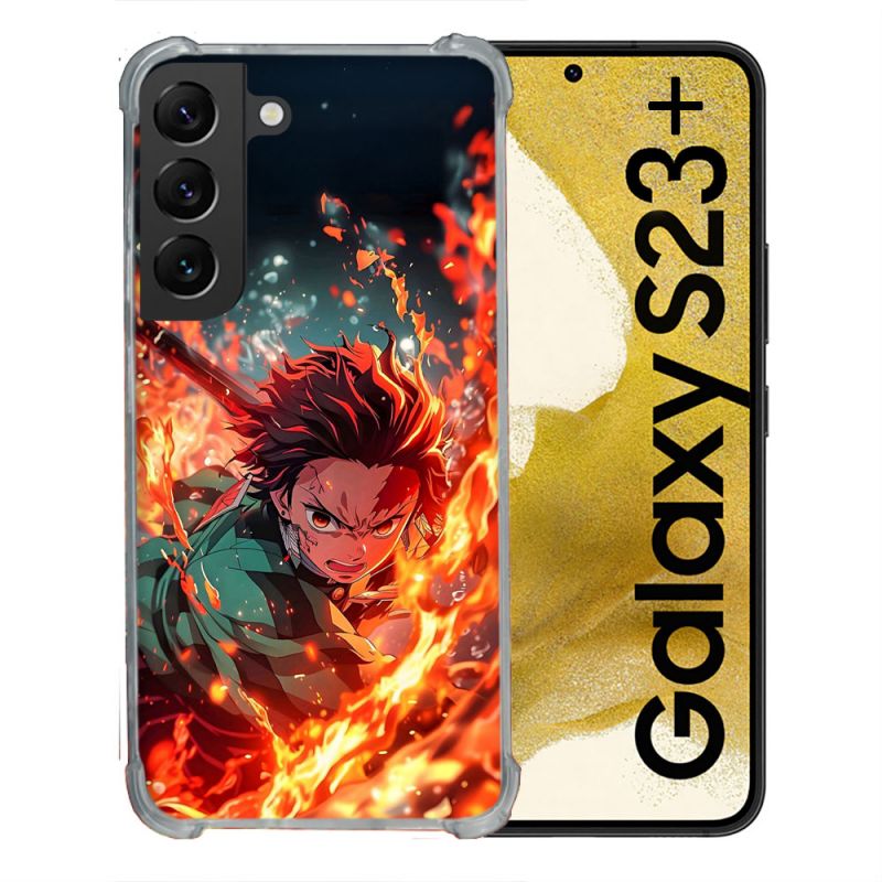 Coque Renforcée Pour Samsung Galaxy S23 Plus Manga Demon Slayer Tanjiro Feu