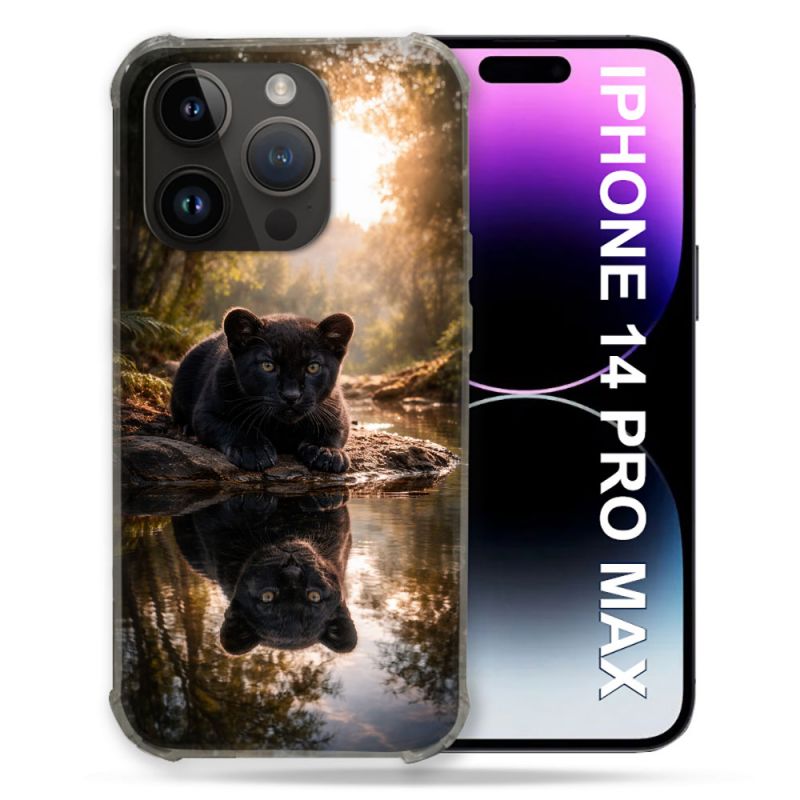 Coque Renforcée Pour Iphone 14 Pro Plus Animal Panthère Reflet