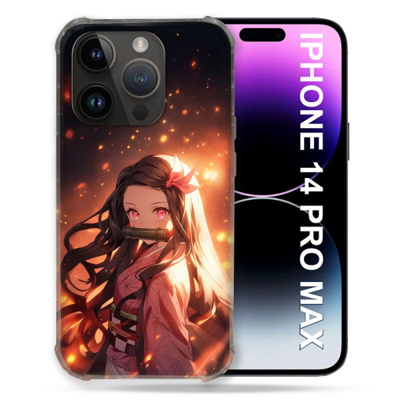 Coque Renforcée Pour Iphone 14 Pro Plus Manga Demon Slayer Nezuko Rose