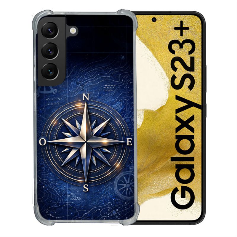 Coque Renforcée Pour Samsung Galaxy S23 Plus Voyage Rose des Vents Marine
